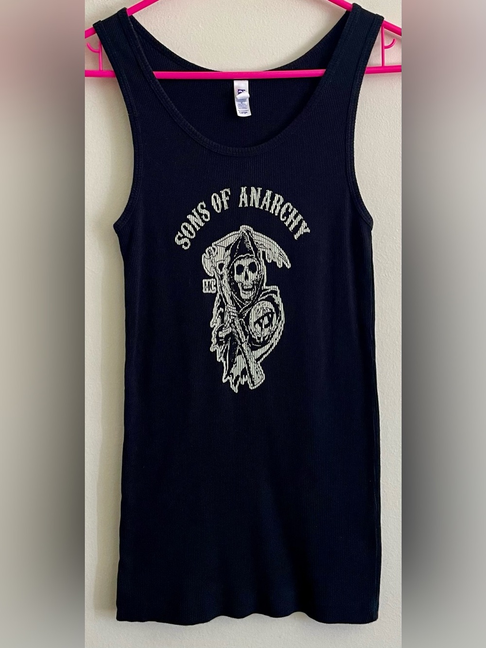💀 Black Graphic Ribbed Tank Top with 'Sons of Anarchy' 💀